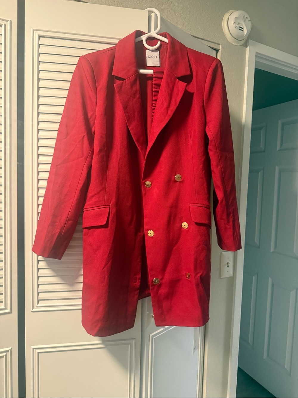 MOTF Red Ruffled Front Blazer - Picture 5 of 13